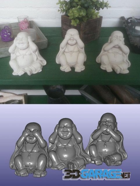 3D-Print Model – Buddha – see no evil, hear no evil, speak no evil