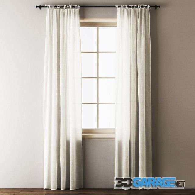 3d-model – Anthropologie Tie-top Linen curtains