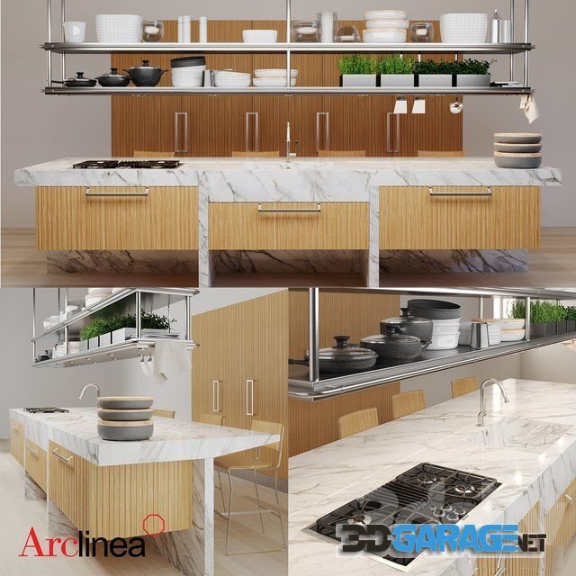 3d-model – Arclinea Lignum et lapis Kitchen