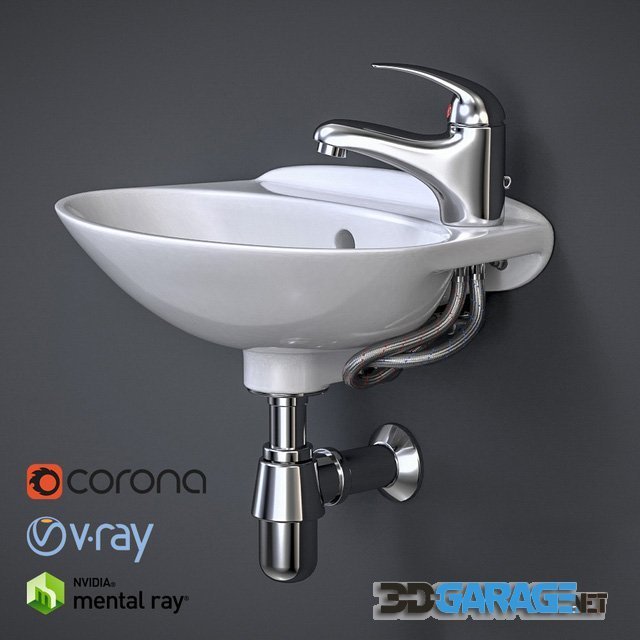3D-model – Bathroom sink with faucet