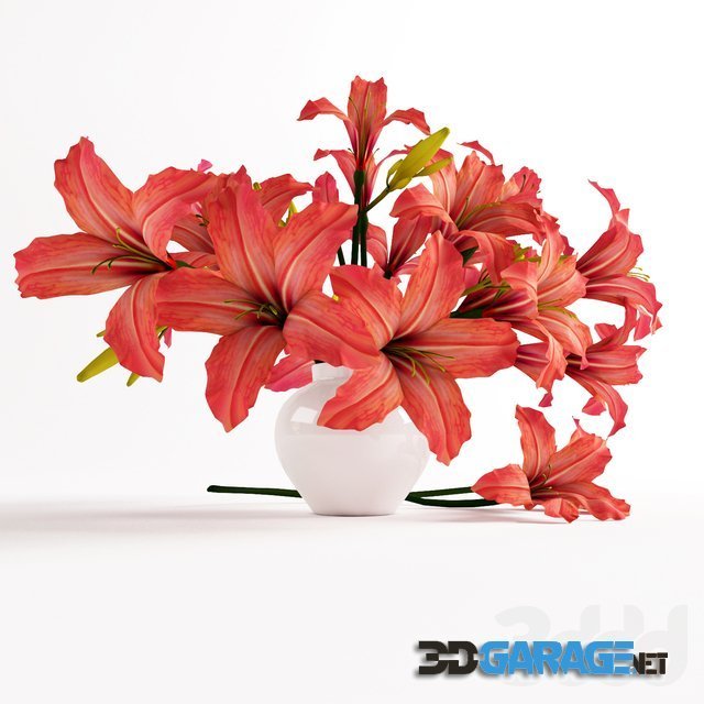 3d-model – Bouquet of orange lilies