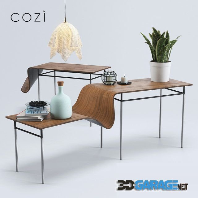3d-model – Cozistudio set of Onda tables and Ghost light