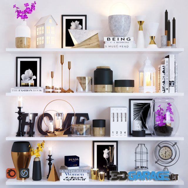 3d-model – Decorative set (vases, candles, flowers, etc.)