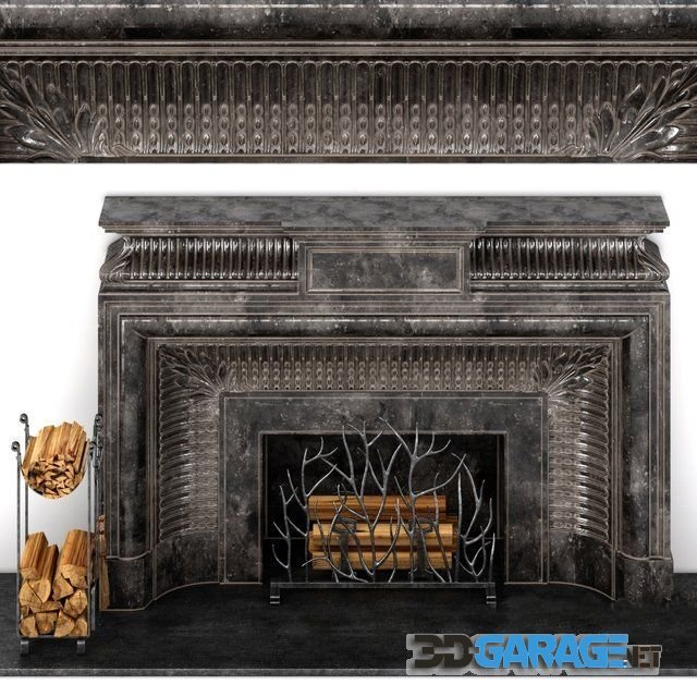 3d-model – Fireplace with tools