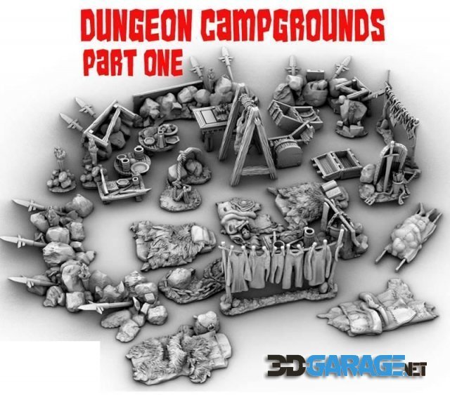 3d-Print Model – GameScape3D – Evil Temple and Dungeon Campground