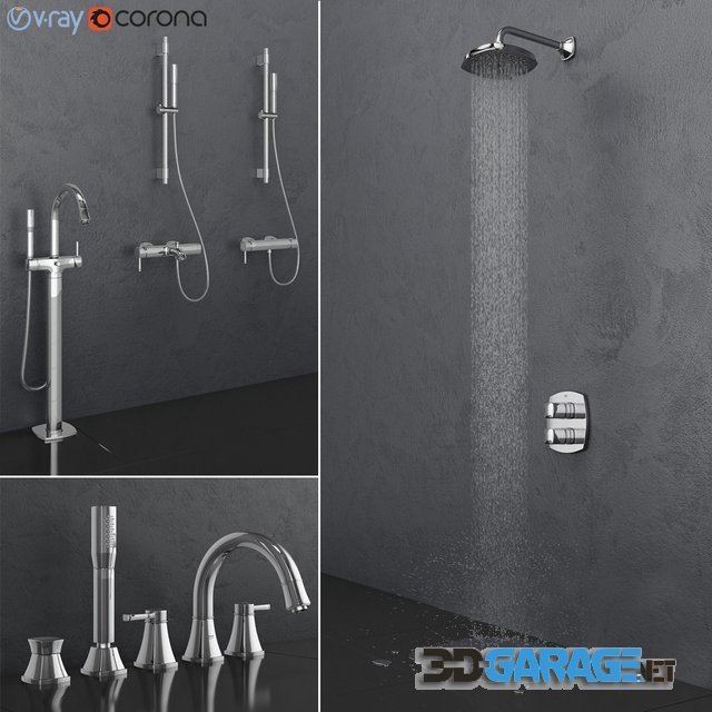 3d-model – Grohe bath and shower faucets Grandera set