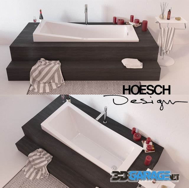 3d-model – HOESCH bathrooms + mixer Fantini MILANO + stand Agape Ted + decor set
