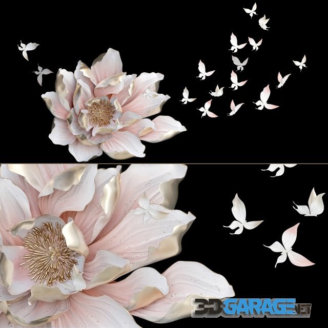 3d-model – HP Decor Wall Decor Flower and Butterfly II