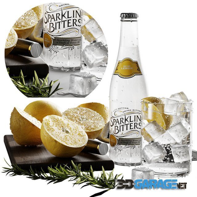 3d-model – Modern lemon ice cube drink
