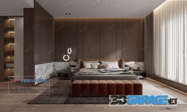 Modern style Bedroom 3D-Scene (Vray) A023