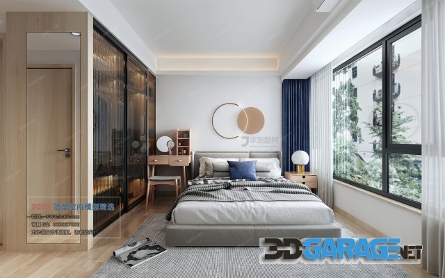 Modern style Bedroom 3D-Scene (Vray) A025