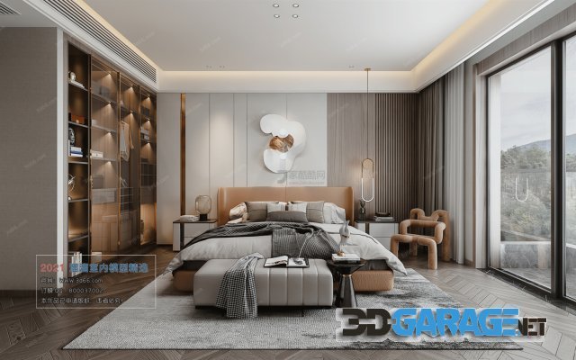 Modern style Bedroom 3D-Scene (Vray) A026