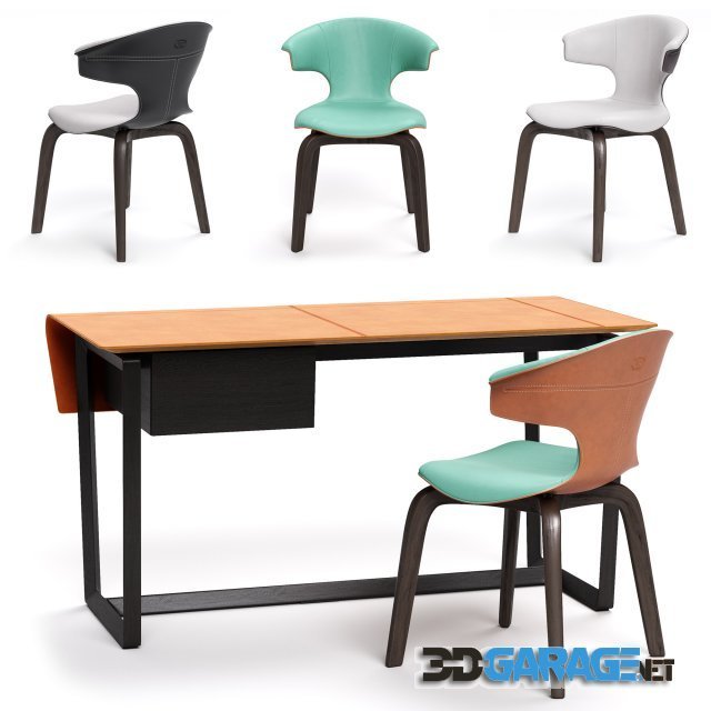 3d-model – Poltrona Frau Montera Armchair Fred desk