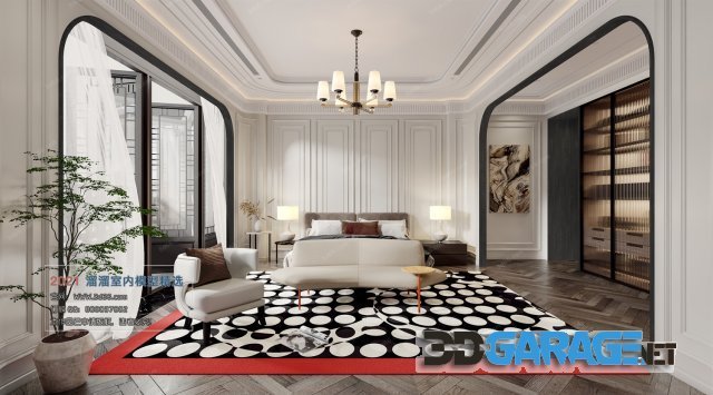 Postmodern style Bedroom 3D-Scene (Vray)