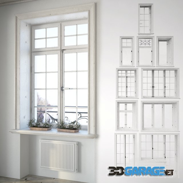 3d-model – Set classical windows with decor