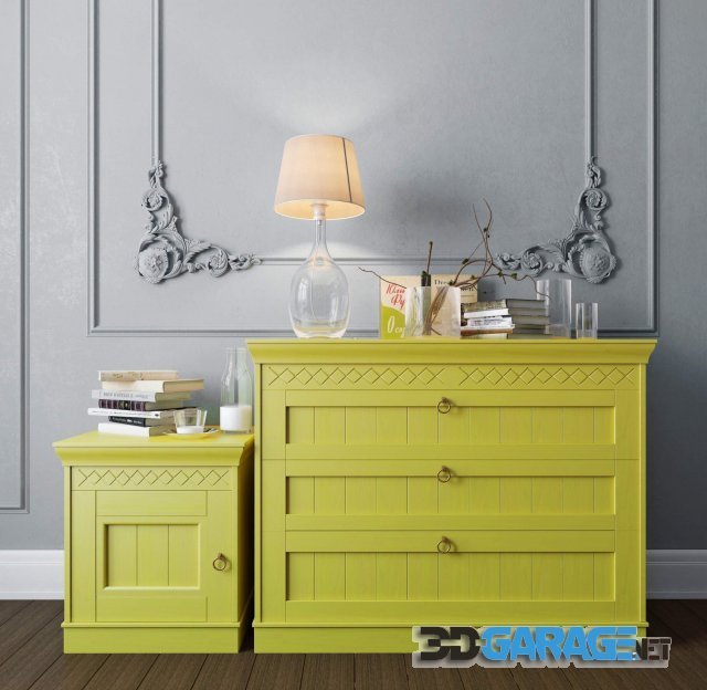 3d-model – Sideboard with decor set