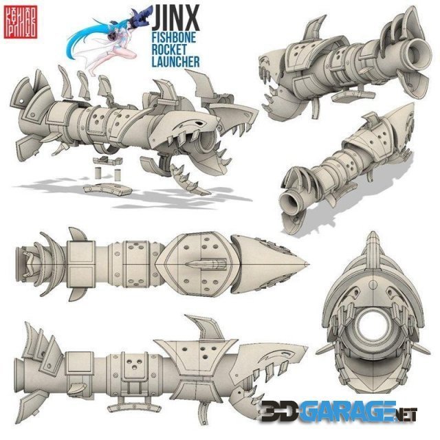 3D-Print Model – Jinx Fishbone Rocket Launcher