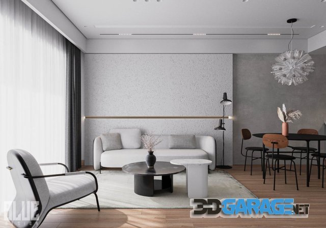 3D Interior Living Room-Kitchen Model by Huy Pham