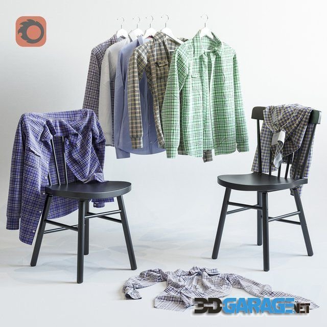 3d-model – A set of men's shirts and chair IKEA NORRARYD