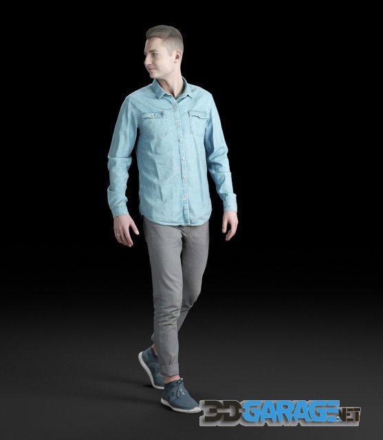3D-Scan Model – A young man in a denim shirt