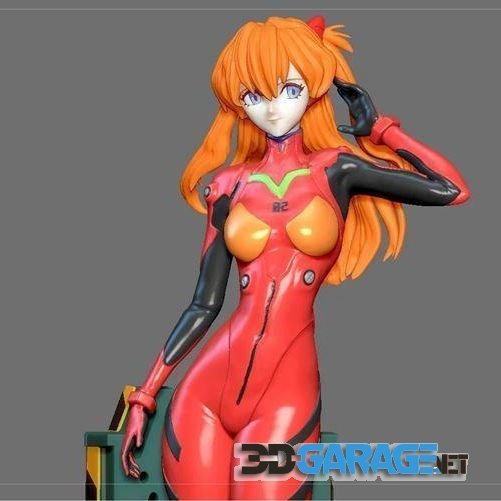 3d-Print Model – Asuka Plug Suit Evangelion Sexy Girl Statue Cute Pretty Anime Character
