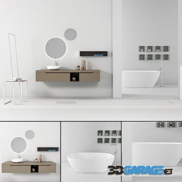 3d-model – Bathroom furniture set Gold 3