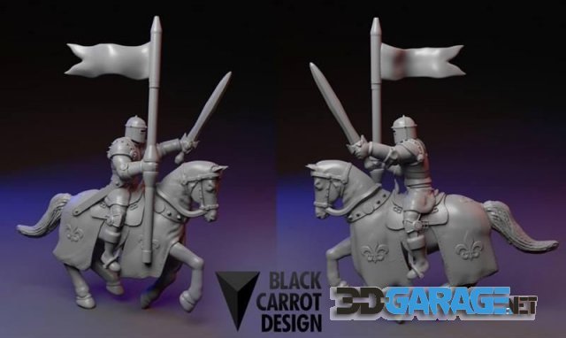 3d-print Model – Black Carrot Knight on Horse