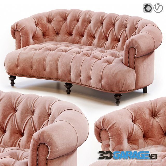 3d-model – Brussel blush tufted sofa