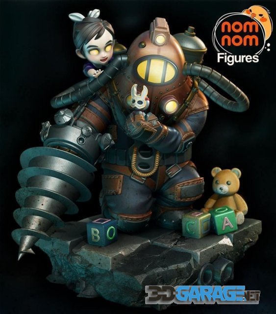 3d-print Model – Chibi Big Daddy and Little Sister from Bioshock