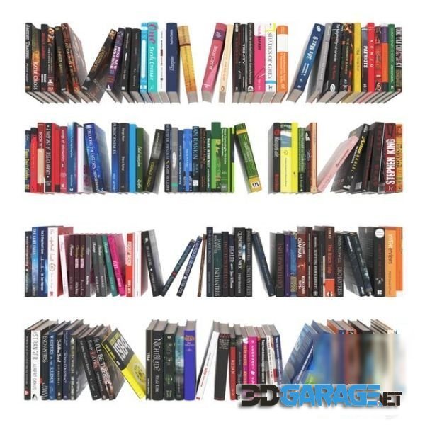 3D-model – Collection of 151 pieces of modern books