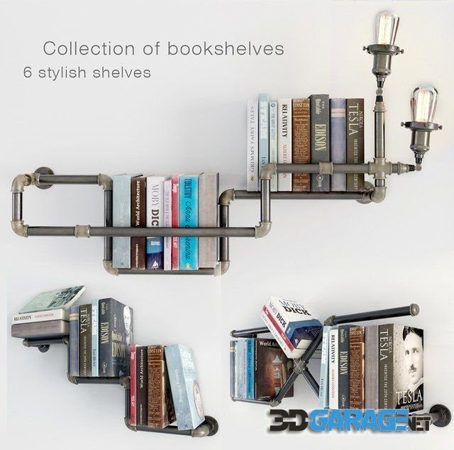 3d-model – Collection of bookshelves stella bleu