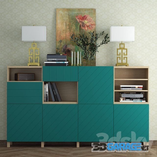 3d-model – Combination for storage Ikea Besta Hallstavik (blue - green)