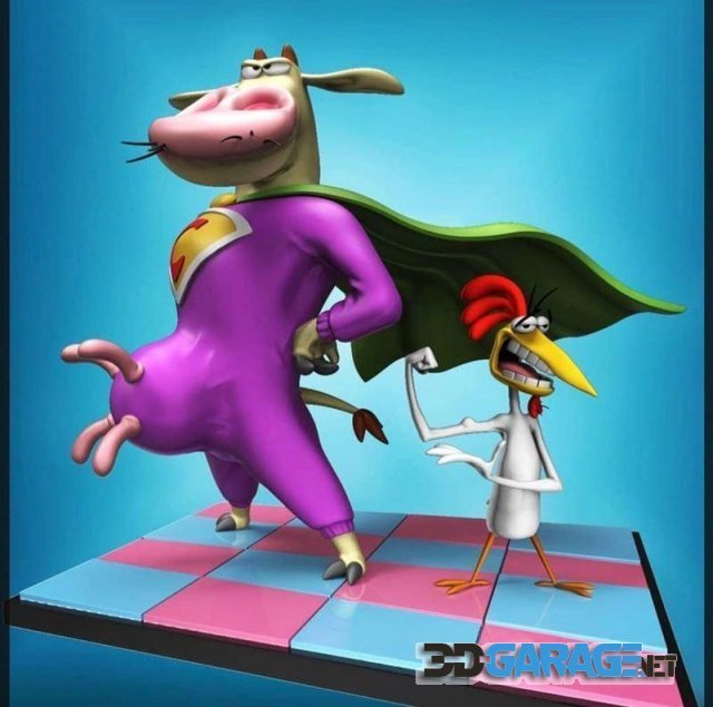 3d-print Model – Cow and Chicken