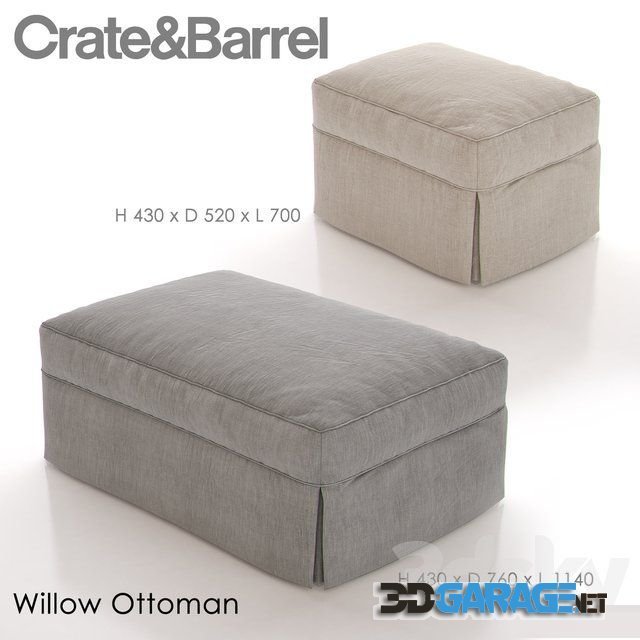 3d-model – CRATE and BARREL WILLOW Ottoman