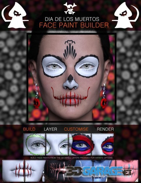Daz3D – Dia De Los Muertos Face Paint Builder for Genesis 8.1 Females