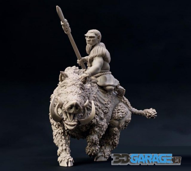 3d-print Model – Great Boar with Rider