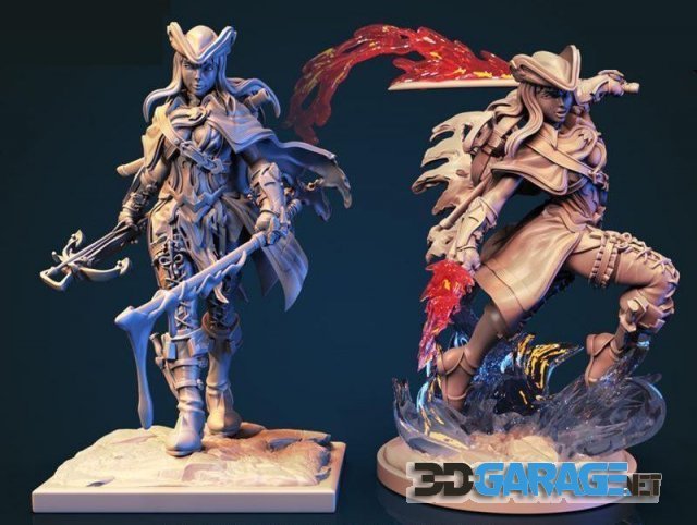3d-Print Model – Naisette The Demon Hunter – Idle and Action Pose