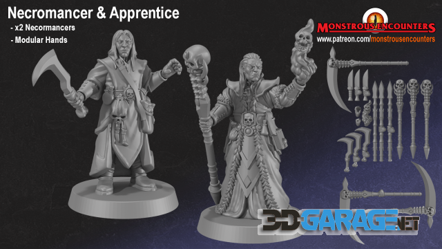 3d-Print Model – Necromancer and Apprentice Frostgrave