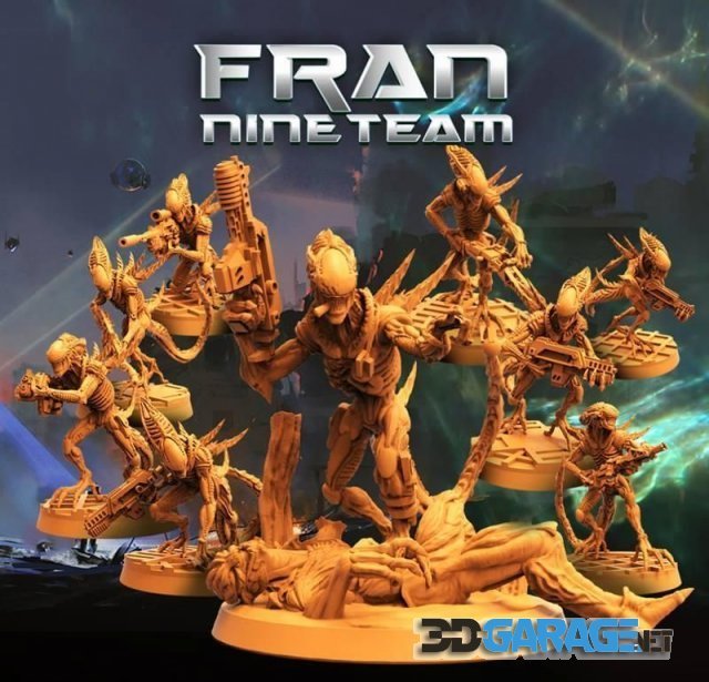 3d-Print Model – Papsikels Miniatures – Synthentic Aliens – Fran Nine Team January 2022
