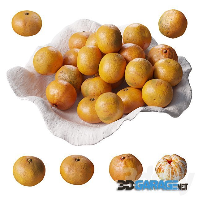 3d-model – Tangerines in a Clay Bowl