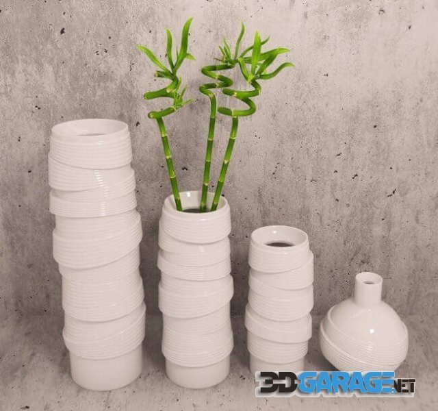 3d-model – Vases and bamboo set 1