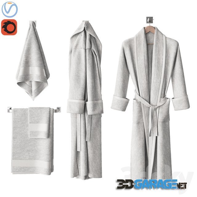 3d-model – White Bathrobe and Towels
