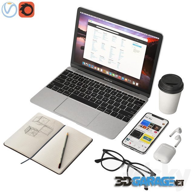 3d-model – Workplace MacBook 12