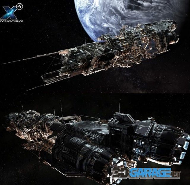 3d-model – X4 – Tides of Avarice – mining ship PBR