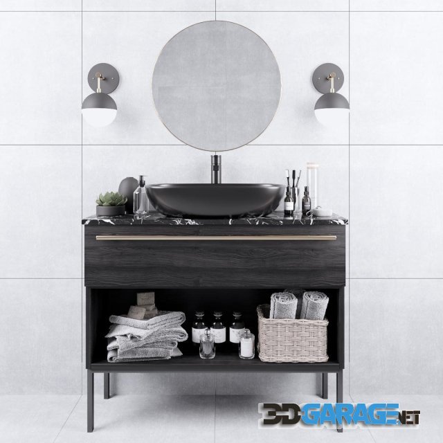 3d-model – Bathroom set 1 with decor