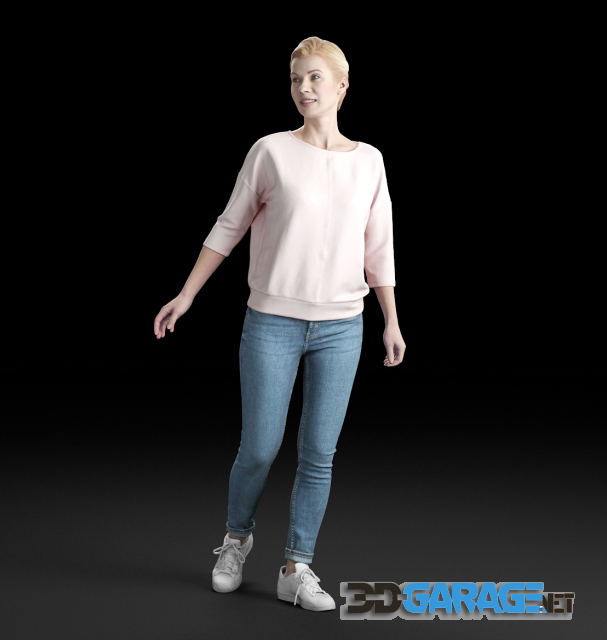 Young woman in jeans and blouse | 3D-model